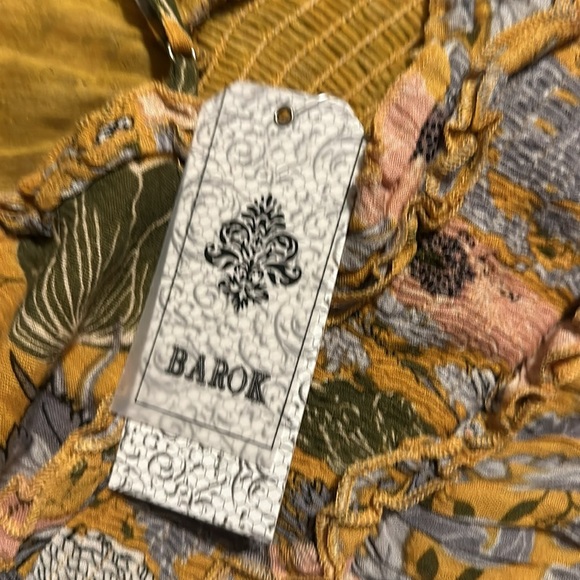 NWT Floral Ruffle Smocked Empire Waist Sundress in Mustard M - Picture 8 of 14